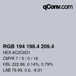 カラーコード: RGB 194 198.4 209.4 | qconv.com