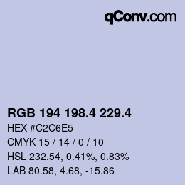 カラーコード: RGB 194 198.4 229.4 | qconv.com