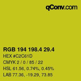 カラーコード: RGB 194 198.4 29.4 | qconv.com