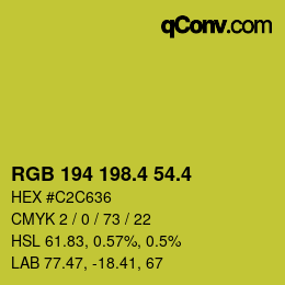カラーコード: RGB 194 198.4 54.4 | qconv.com