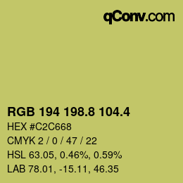 カラーコード: RGB 194 198.8 104.4 | qconv.com