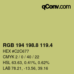 カラーコード: RGB 194 198.8 119.4 | qconv.com