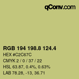 カラーコード: RGB 194 198.8 124.4 | qconv.com
