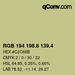 カラーコード: RGB 194 198.8 139.4 | qconv.com