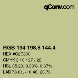 カラーコード: RGB 194 198.8 144.4 | qconv.com