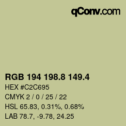 カラーコード: RGB 194 198.8 149.4 | qconv.com