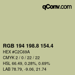 カラーコード: RGB 194 198.8 154.4 | qconv.com