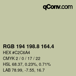 カラーコード: RGB 194 198.8 164.4 | qconv.com