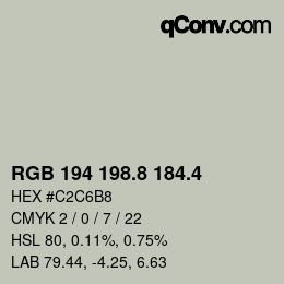 カラーコード: RGB 194 198.8 184.4 | qconv.com