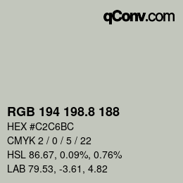 Color code: RGB 194 198.8 188 | qconv.com