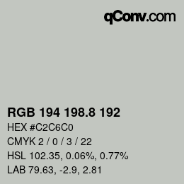 Color code: RGB 194 198.8 192 | qconv.com
