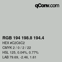 カラーコード: RGB 194 198.8 194.4 | qconv.com