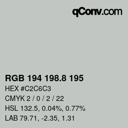 カラーコード: RGB 194 198.8 195 | qconv.com