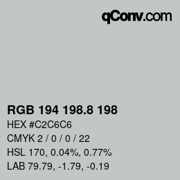 カラーコード: RGB 194 198.8 198 | qconv.com