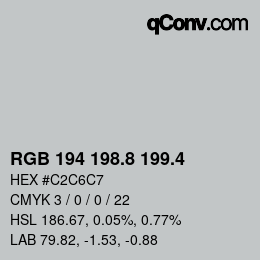 カラーコード: RGB 194 198.8 199.4 | qconv.com