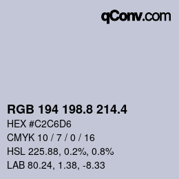 カラーコード: RGB 194 198.8 214.4 | qconv.com
