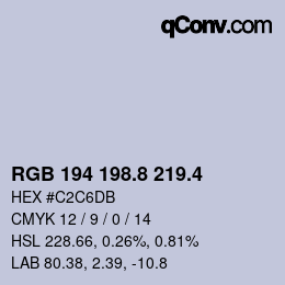 カラーコード: RGB 194 198.8 219.4 | qconv.com