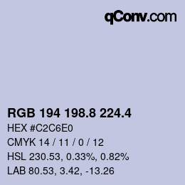 カラーコード: RGB 194 198.8 224.4 | qconv.com