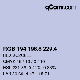 カラーコード: RGB 194 198.8 229.4 | qconv.com