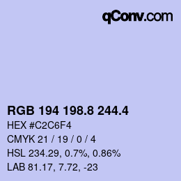 カラーコード: RGB 194 198.8 244.4 | qconv.com