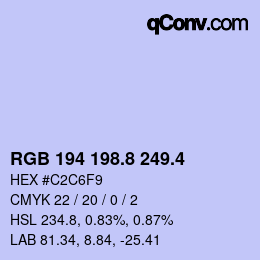 カラーコード: RGB 194 198.8 249.4 | qconv.com