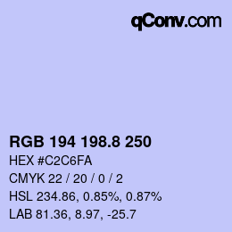 カラーコード: RGB 194 198.8 250 | qconv.com