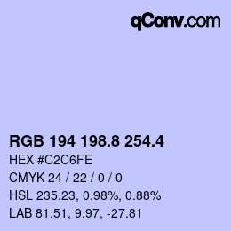カラーコード: RGB 194 198.8 254.4 | qconv.com