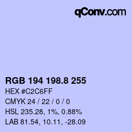 カラーコード: RGB 194 198.8 255 | qconv.com