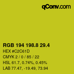カラーコード: RGB 194 198.8 29.4 | qconv.com