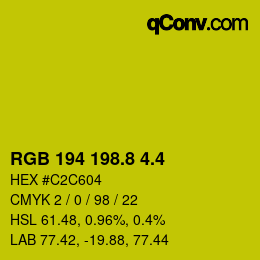 カラーコード: RGB 194 198.8 4.4 | qconv.com