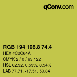 カラーコード: RGB 194 198.8 74.4 | qconv.com