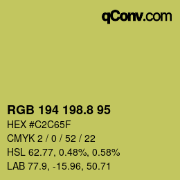 カラーコード: RGB 194 198.8 95 | qconv.com