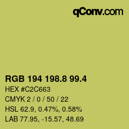 カラーコード: RGB 194 198.8 99.4 | qconv.com