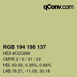 Color code: RGB 194 198 137 | qconv.com