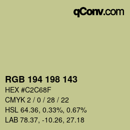 Color code: RGB 194 198 143 | qconv.com