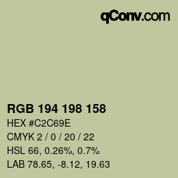 カラーコード: RGB 194 198 158 | qconv.com