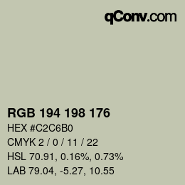カラーコード: RGB 194 198 176 | qconv.com