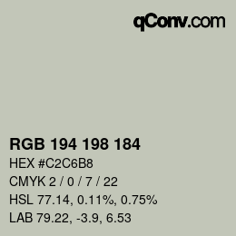 Color code: RGB 194 198 184 | qconv.com