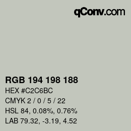 Color code: RGB 194 198 188 | qconv.com