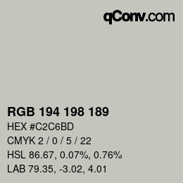 Color code: RGB 194 198 189 | qconv.com