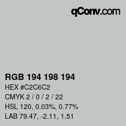 カラーコード: RGB 194 198 194 | qconv.com