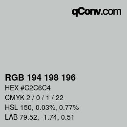 Color code: RGB 194 198 196 | qconv.com