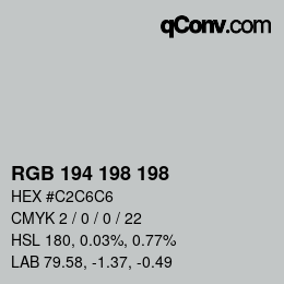 カラーコード: RGB 194 198 198 | qconv.com