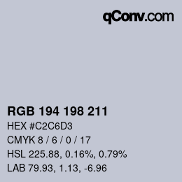 カラーコード: RGB 194 198 211 | qconv.com