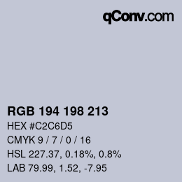 カラーコード: RGB 194 198 213 | qconv.com