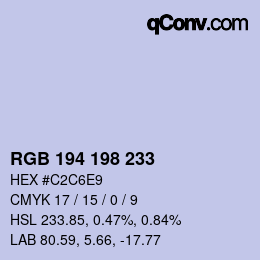 カラーコード: RGB 194 198 233 | qconv.com