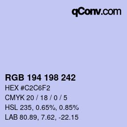 Color code: RGB 194 198 242 | qconv.com