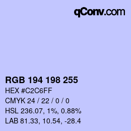 Color code: RGB 194 198 255 | qconv.com