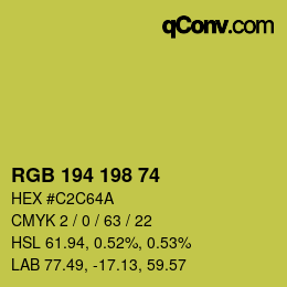 カラーコード: RGB 194 198 74 | qconv.com