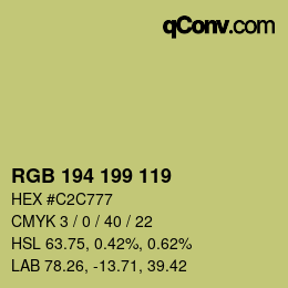 Color code: RGB 194 199 119 | qconv.com